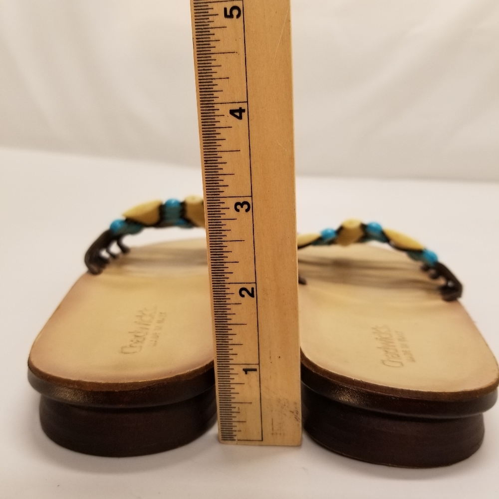 Chadwicks Woman Size 8 Turquoise Blue Shell Beaded Sandal Slip On Open Toe Beach - Picture 10 of 12